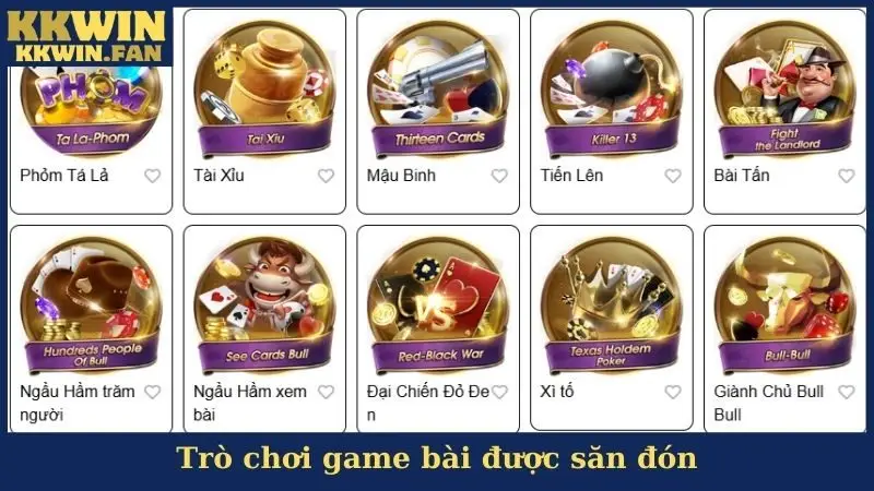 Trò chơi game bài được săn đón